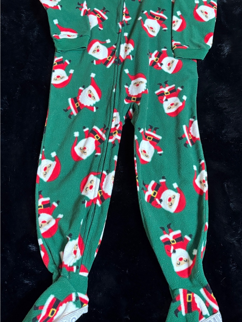 Carter's Green Santa Print Footed One-Piece Pajamas